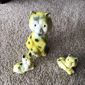 Kitschy yellow vintage cat figurine